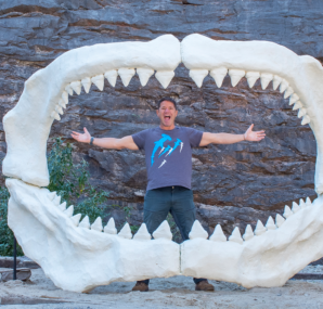 Steve Backshall holding a baby Alligator